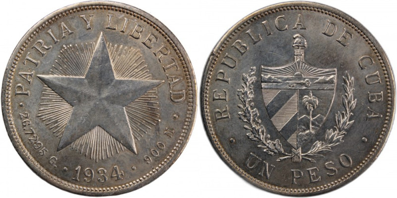 Cuba 1 Peso 1934 
 Cuba 1 Peso 1934 Cuba 1 Peso 1934 Silver KM#15.2

Grade: U...