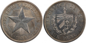 Cuba 1 Peso 1934 
 Cuba 1 Peso 1934 Cuba 1 Peso 1934 Silver KM#15.2

Grade: UNC