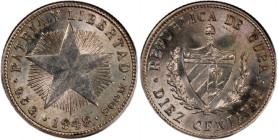 Cuba 10 Centavos 1948 
 Cuba 10 Centavos 1948 Cuba 10 Centavos 1948&nbsp;Philadelphia Mint First Republic Silver KM#A12

Grade: UNC