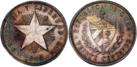 Cuba 20 Centavos 1949 
 Cuba 20 Centavos 1949 Cuba 20 Centavos 1949&nbsp;Philadelphia Mint&nbsp;First Republic Silver KM#13.2 (Coarse reeding, Low re...