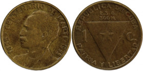 Cuba 1 Centavo 1953 
 Cuba 1 Centavo 1953 Cuba 1 Centavo 1953 1853 100th. Anniversary of Marti 1953 Brass KM#26

Grade: UNC