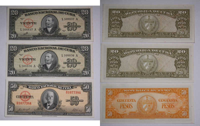 Cuba Lot of 3 Banknotes 1958-60 
 Cuba Lot of 3 Banknotes 1958-60 Paper Money 5...