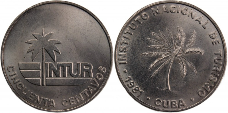 Cuba 50 Centavos 1981 & 25 Centavos 1981 INTUR (Lot of 2 Coins) 
 Cuba 50 Centa...