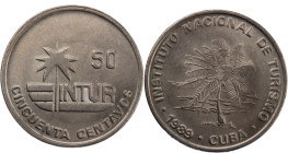 Cuba Intur 50 Centavos 1989 
 Cuba Intur 50 Centavos 1989 Copper-Nickel KM#461 
Grade: UNC