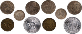 Cuba Lot of 5 Coins 
 Cuba Lot of 5 Coins Silver /Bronze/Aluminium 
Grade: AU-UNC