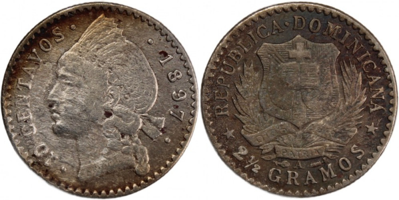 Dominican Republic 10 Centavos 1897 A 
 Dominican Republic 10 Centavos 1897 A D...