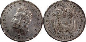 Ecuador 1 Sucre 1884 
 Ecuador 1 Sucre 1884 Silver KM#53.1 
Grade: VF