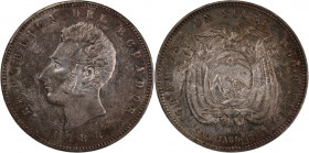 Ecuador 1 Sucre 1888 DT 
 Ecuador 1 Sucre 1888 DT Santiago Mint Silver KM#53.2 
Grade: AU