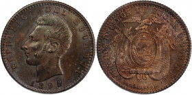 Ecuador 2 Decimos 1895 TF 
 Ecuador 2 Decimos 1895 TF Silver KM#51.4 
Grade: UNC