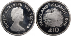 Falkland Islands 10 Pounds 1979 
 Falkland Islands 10 Pounds 1979 Silver KM#12 Elithabeth II Mintage:3247 Pcs 
Grade: PROOF