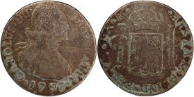 Guatemala 2 Reales 1797 NGM 
 Guatemala 2 Reales 1797 NGM Silver KM#51 Charles IV&nbsp; 
Grade: F