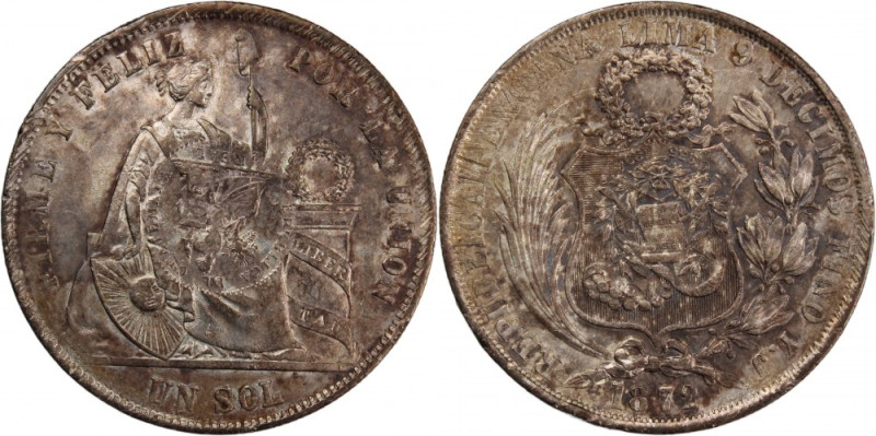 Guatemala 1 Sol 1872 YJ (Peru) Counterstamped 
 Guatemala 1 Sol 1872 YJ (Peru) ...