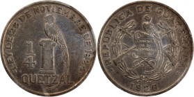 Guatemala 1/4 Quetzal 1926 
 Guatemala 1/4 Quetzal 1926 Silver KM#243.1&nbsp; 
Grade: VF+