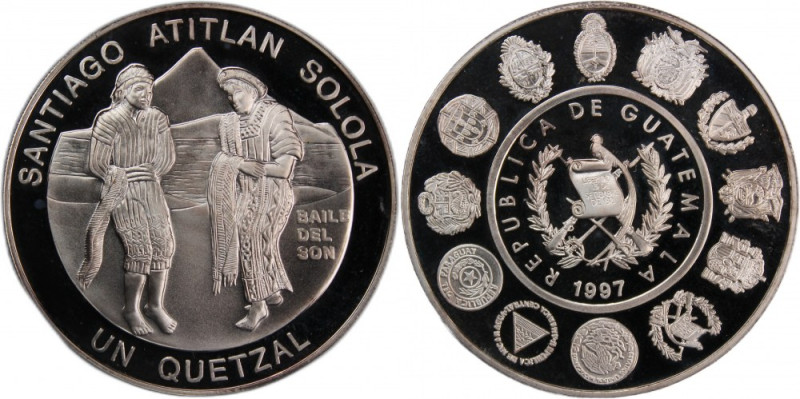 Guatemala 1 Quetzal 1997 
 Guatemala 1 Quetzal 1997 Silver KM#285 Ibero-America...