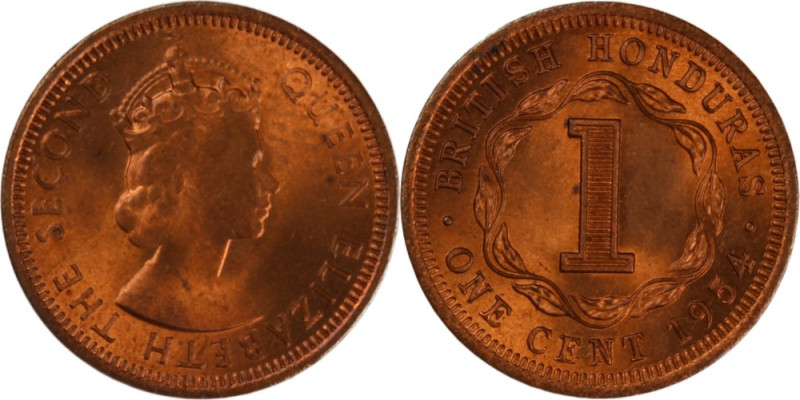 Honduras British 1 Cent 1954 
 Honduras British 1 Cent 1954 British Honduras Be...