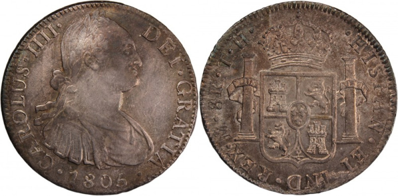 Mexico 8 Reales 1805 TH 
 Mexico 8 Reales 1805 TH &nbsp;Charles IV Silver KM#10...