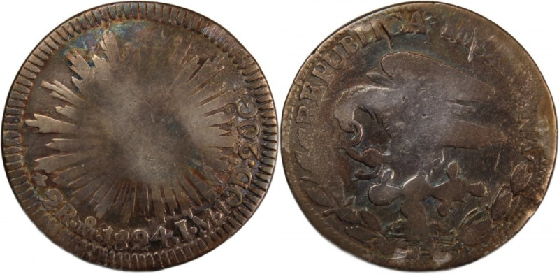 Mexico 2 Reales 1824 Mo JM 
 Mexico 2 Reales 1824 Mo JM Silver KM#374.4 
Grade...