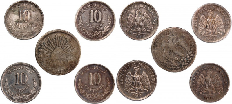 Mexico 1833-1894 (Lot of 5 Coins) 
 Mexico 1833-1894 (Lot of 5 Coins) Silver Lo...