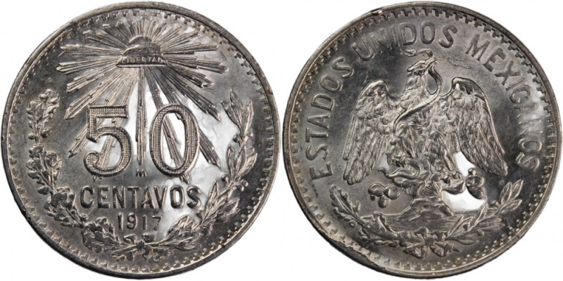 Mexico 50 Centavos 1917 
 Mexico 50 Centavos 1917 Silver KM#445 
Grade: UNC