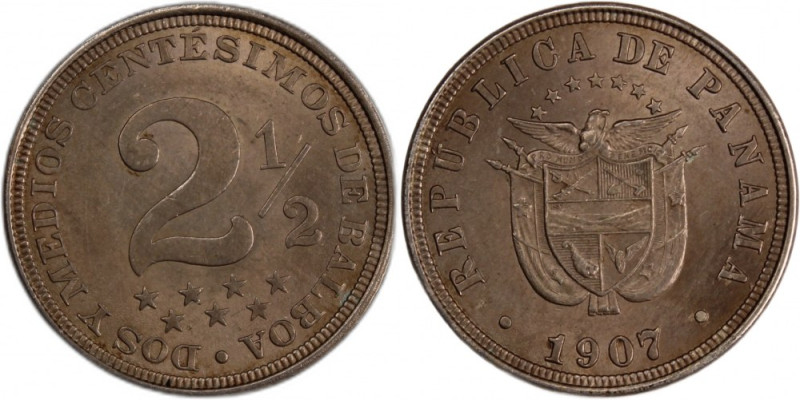 Panama 2 1/2 Centesimos 1907 
 Panama 2 1/2 Centesimos 1907 Panama 2 1/2 Centes...