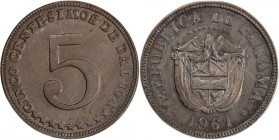 Panama 5 Centesimos 1961 
 Panama 5 Centesimos 1961 Panama 5 Centesimos 1962 Mexico City Mint Copper-nickel KM#23.1

Grade: UNC