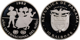 Panama 10 Balboas 1982 
 Panama 10 Balboas 1982 Silver KM#79 International Year of the Child Mintage:8460 Pcs 
Grade: PROOF