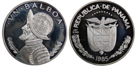 Panama 1 Balboa 1985 
 Panama 1 Balboa 1985 Silvr KM#90 Mintage:954 Pcs 
Grade: PROOF