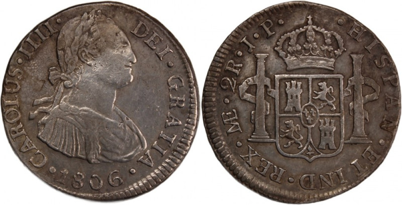 Peru 2 Reales 1806 JP 
 Peru 2 Reales 1806 JP Silver KM#95 Charles IV 
Grade: ...