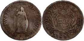 Peru Cuzco 1/2 Real 1831 G 
 Peru Cuzco 1/2 Real 1831 G Silver KM#144.2 
Grade: XF