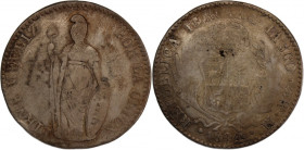 Peru Pasco 4 Reales 1844 M 
 Peru Pasco 4 Reales 1844 M Silver KM#151.5 
Grade: VF