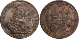 Peru 1 Sol 1891 TF 
 Peru 1 Sol 1891 TF silver 196.24 
Grade: XF+