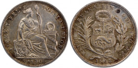 Peru 1/5 Sol 1903 JF 
 Peru 1/5 Sol 1903 JF Peru 1/5 Sol 1903 JF Republic Silver KM#205.2&nbsp;('LIBERTAD' incuse)

Grade: UNC