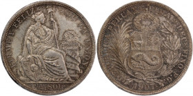 Peru 1/2 Sol 1907 LIMA FG-JR 
 Peru 1/2 Sol 1907 LIMA FG-JR Peru 1/2 Sol 1907 LIMA FG-JR Republic Silver KM#203

Grade: UNC