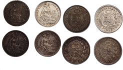 Peru 1/2 Dinero 1912/13/16/16 FG (Lot of 4 Coins) 
 Peru 1/2 Dinero 1912/13/16/16 FG (Lot of 4 Coins) Silver/ 4 coins in the lot

Grade: UNC