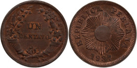 Peru 1 Centavo 1937 
 Peru 1 Centavo 1937 Bronze KM#208.1&nbsp; 
Grade: UNC