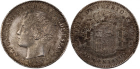 Puerto Rico 20 Centavos 1895 PGV 
 Puerto Rico 20 Centavos 1895 PGV Silver KM#22 Alfonso XIII

Grade: XF+