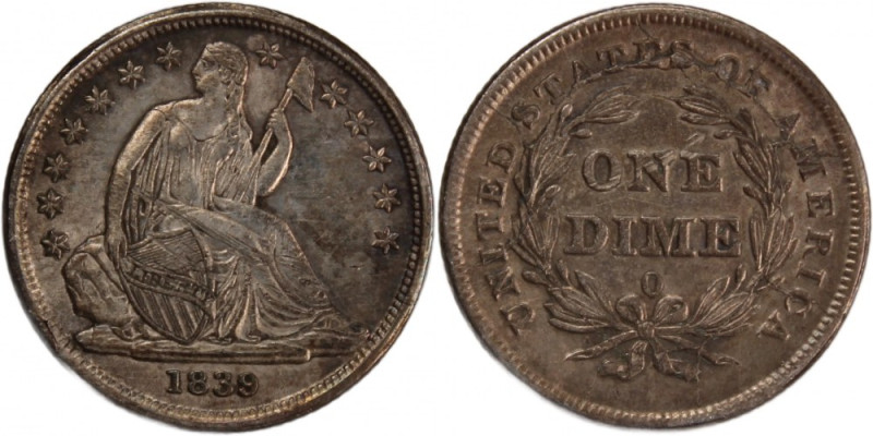 USA 10 Cents (Dime) 1839 O 
 USA 10 Cents (Dime) 1839 O United States 10 Cents ...