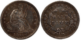 USA 5 Cents (1/2 Dime) 1840 
 USA 5 Cents (1/2 Dime) 1840 United States 1/2 Dime (Seated Liberty Half Dime) 1840 Silver KM#62.1

Grade: VF