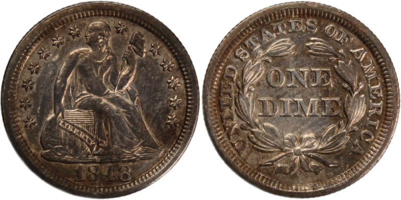 USA 10 Cents (Dime) 1848 
 USA 10 Cents (Dime) 1848 United States 10 Cents/Dime...