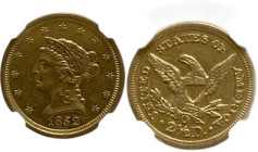 USA 2 1/2 Dollars 1852 O 
 USA 2 1/2 Dollars 1852 O Gold&nbsp; &nbsp; Km-72 &nbsp; &nbsp; Liberty Quarter Eagles&nbsp; New Orleans&nbsp; 
Grade: AU5...
