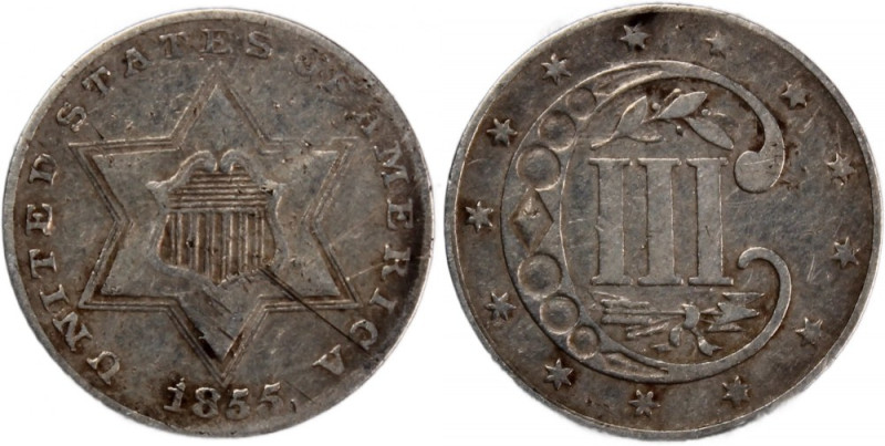 USA 3 Cents 1855 
 USA 3 Cents 1855 United States 3 Cents 1855&nbsp;type 2 - tw...