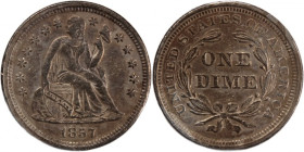 USA 10 Cents (Dime) 1857 
 USA 10 Cents (Dime) 1857 United States 1 Dime 1857 (Seated Liberty Dime) Silver KM#A63.2

Grade: VF+