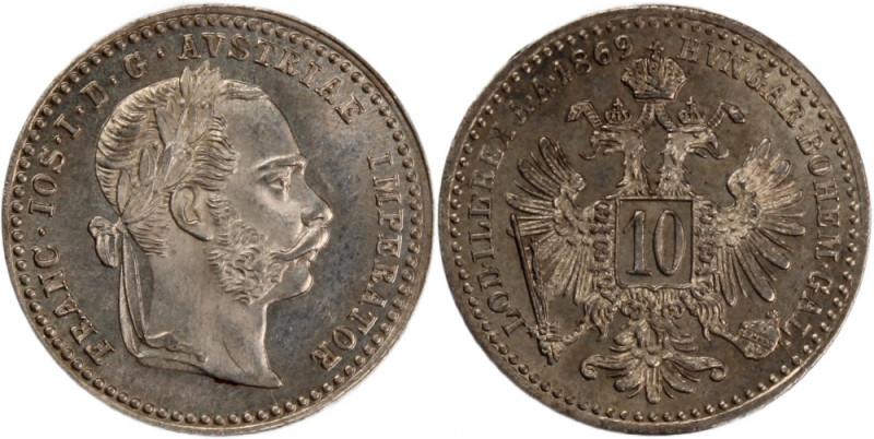 Austria 10 Kreuzer 1869 
 Austria 10 Kreuzer 1869 Austria 10 Kreuzer 1869 Franc...