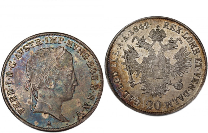 Austria 20 Kreuzers 1842 A 
 Austria 20 Kreuzers 1842 A Silver KM#2208 Ferdinan...