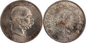 Austria 5 Coronas 1907 
 Austria 5 Coronas 1907 Austria 5 Coronas 1907 Francis Joseph I Austrian Empire Silver KM#2807

Grade: UNC