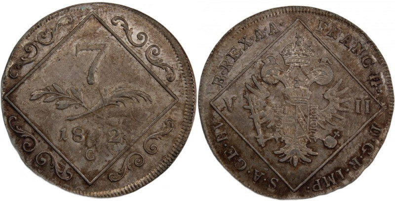 Austria 7 Kreuzer 1802 C 
 Austria 7 Kreuzer 1802 C Silver KM#2129 Francis II P...