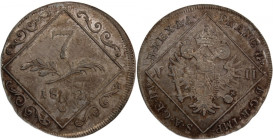 Austria 7 Kreuzer 1802 C 
 Austria 7 Kreuzer 1802 C Silver KM#2129 Francis II Prague mint 
Grade: XF