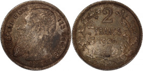 Belgium 2 Francs 1909 
 Belgium 2 Francs 1909 Belgium 2 Francs 1909 Brussels Mint French text Leopold II Silver KM#58.1

Grade: AU