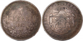 Bulgaria 5 Leva 1885 
 Bulgaria 5 Leva 1885 Aleksandr I Silver KM#7

Grade: XF