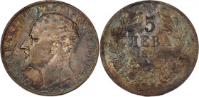 Bulgaria 5 Leva 1894 
 Bulgaria 5 Leva 1894 Bulgaria 5 Leva 1894 Ferdinand I Silver KM#18

Grade: XF